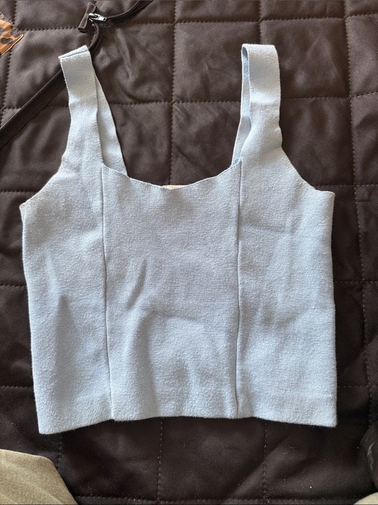 Abercrombie & Fitch Tops - Abercrombie & Fitch Light Blue Knit Square Neck Crop Tank